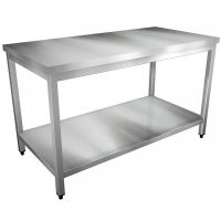 Edelstahl Arbeitstisch mit Boden – Profi-Serie